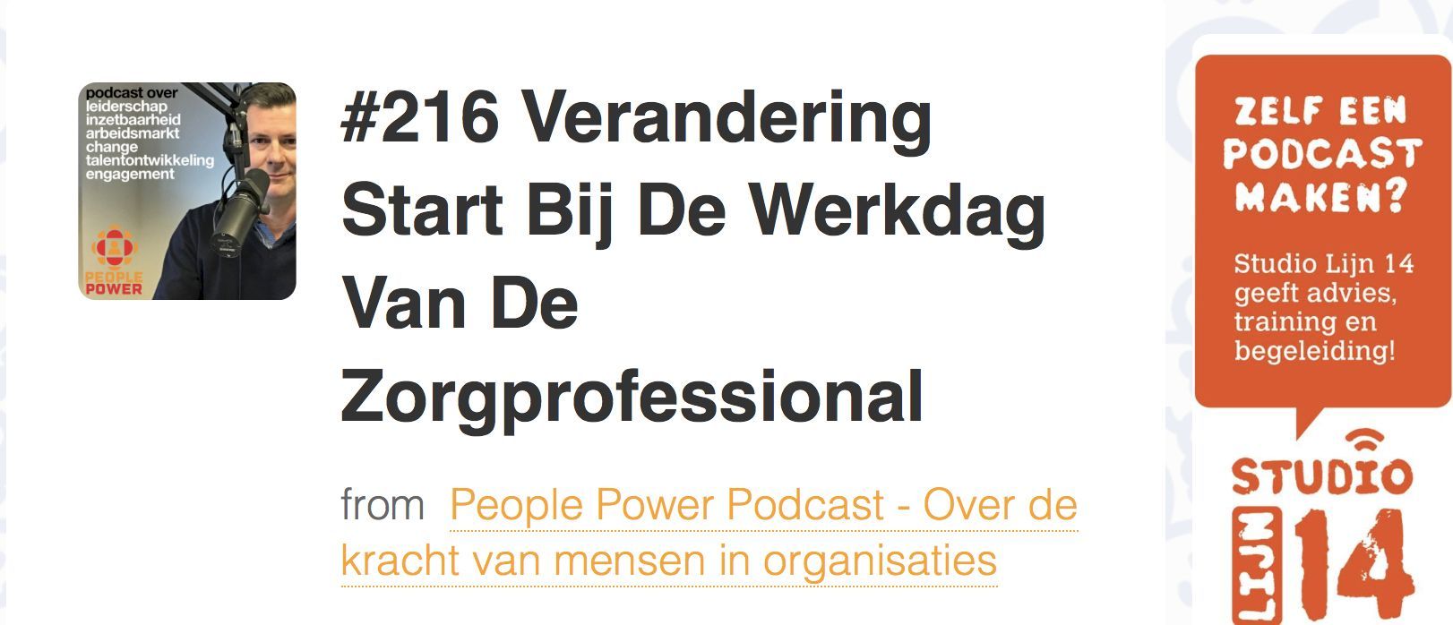 Screenshot (kleur) podcast Verandering Start Bij De Werkdag Van De Zorgprofessional